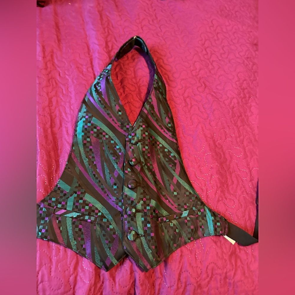 Boys Bracci beautiful black & purple  teal vest  adjustable at neck and back